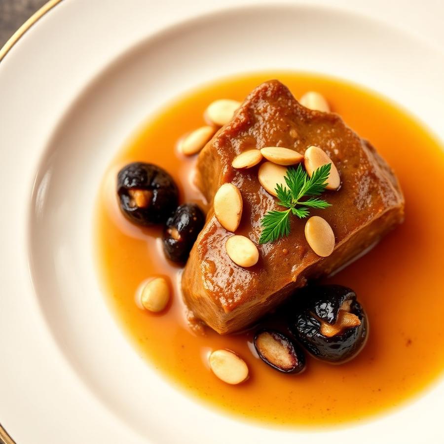 Veau aux pruneaux, amandes et abricots